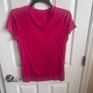 A New Day Ribbed T-Shirt Short Sleeve‎ Casual Top Hot Pink Shirt Medium